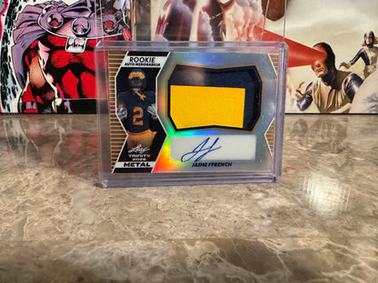 Jamie Ffrench 2026 Leaf Trinity Football Rookie Auto Mem Metal Gold True 1/1