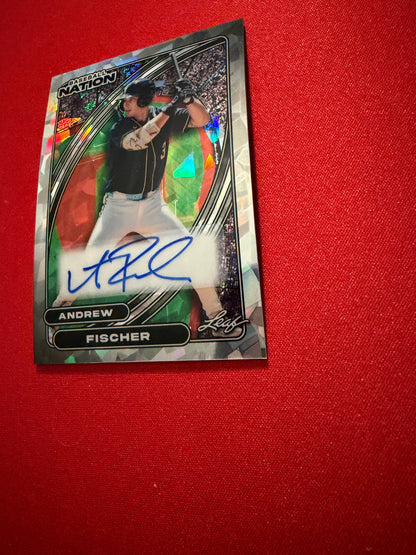 2026 Leaf Baseball Nation Andrew Fischer Base Auto Silver Cracked Ice /25