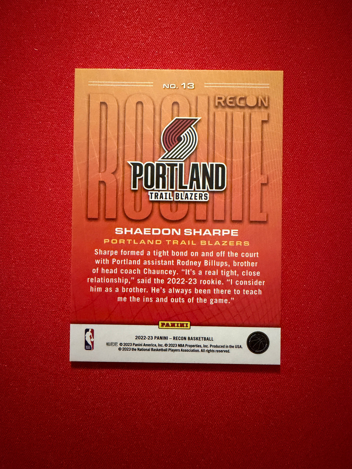 Shaedon Sharpe 2022-23 Panini Recon Basketball Rookie Recon #13