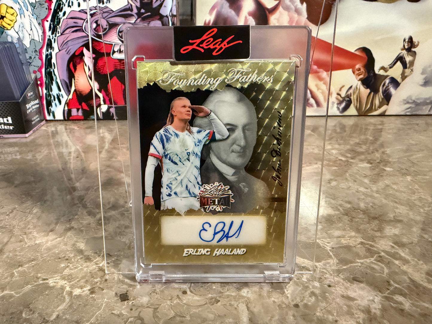Erling Haaland 2026 Leaf Metal Independence Day Founding Fathers Auto Gold Super Prismatic 1/1