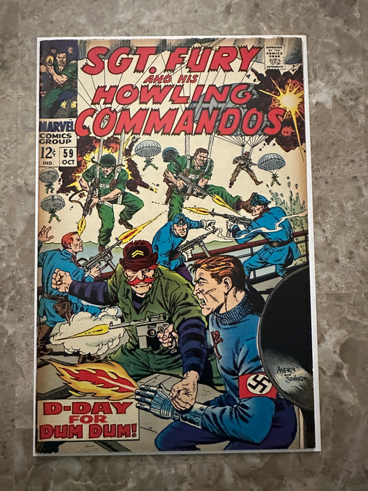 Sgt Fury #59 FN- 5.5 (Marvel Comics 1968) - Higher Grade with tanning