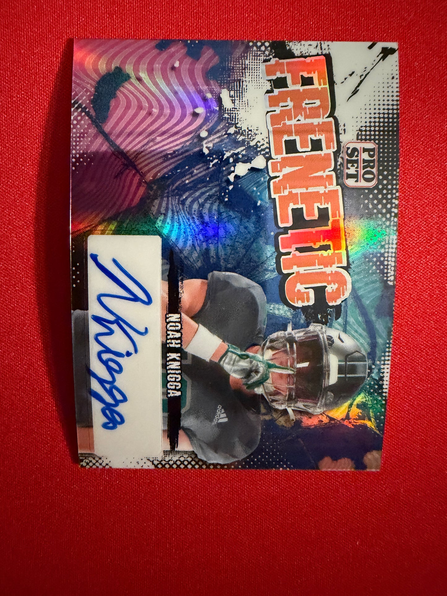 Noah Knigga 2026 Leaf Pro Set Metal Football Frenetic Auto Blue /5