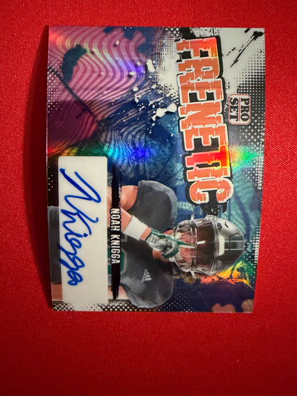 Noah Knigga 2026 Leaf Pro Set Metal Football Frenetic Auto Blue /5