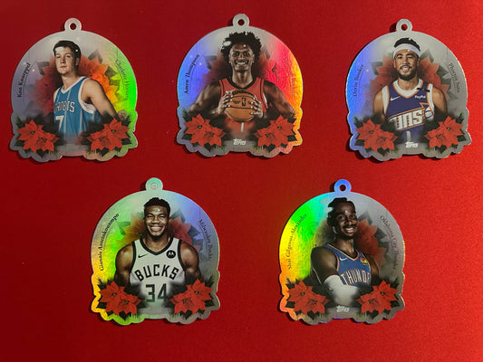 2025-26 Topps Holiday Basketball RC Ornament Lot - Knueppel, SGA, Giannis