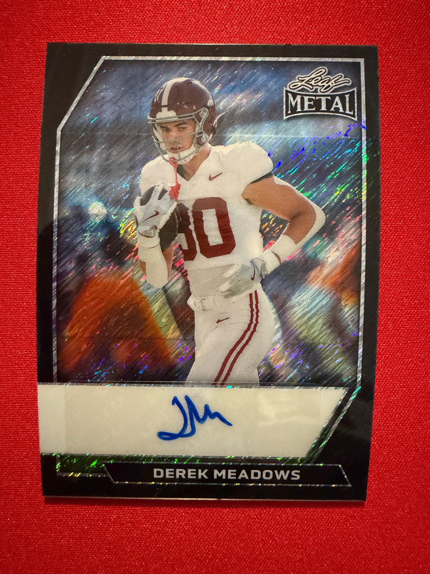 Derek Meadows 2026 Leaf Metal Football Base Auto Black Shimmer 2/2