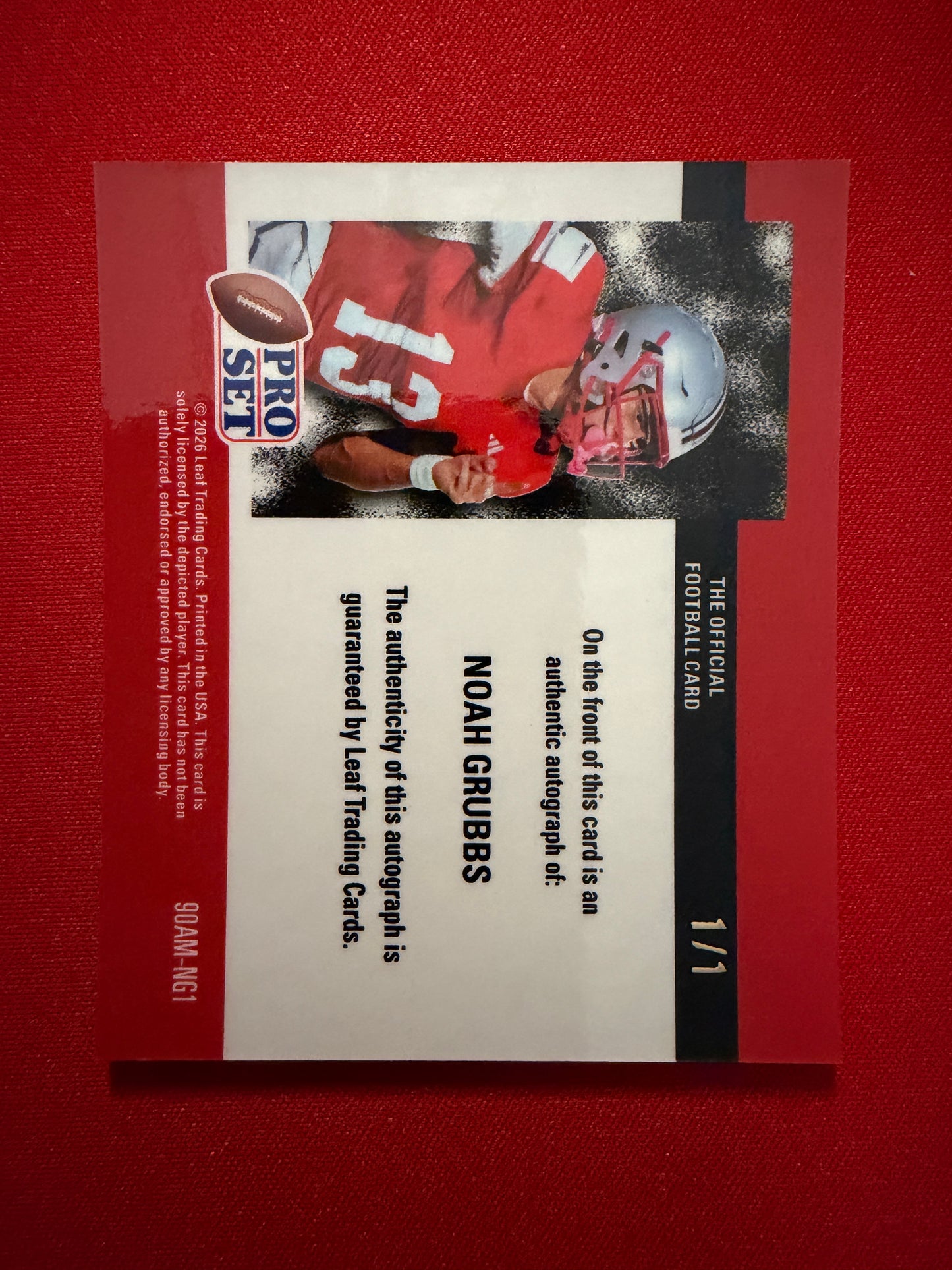 2026 Leaf Pro Set Metal Noah Grubbs 1990 Mini Auto Red 1/1