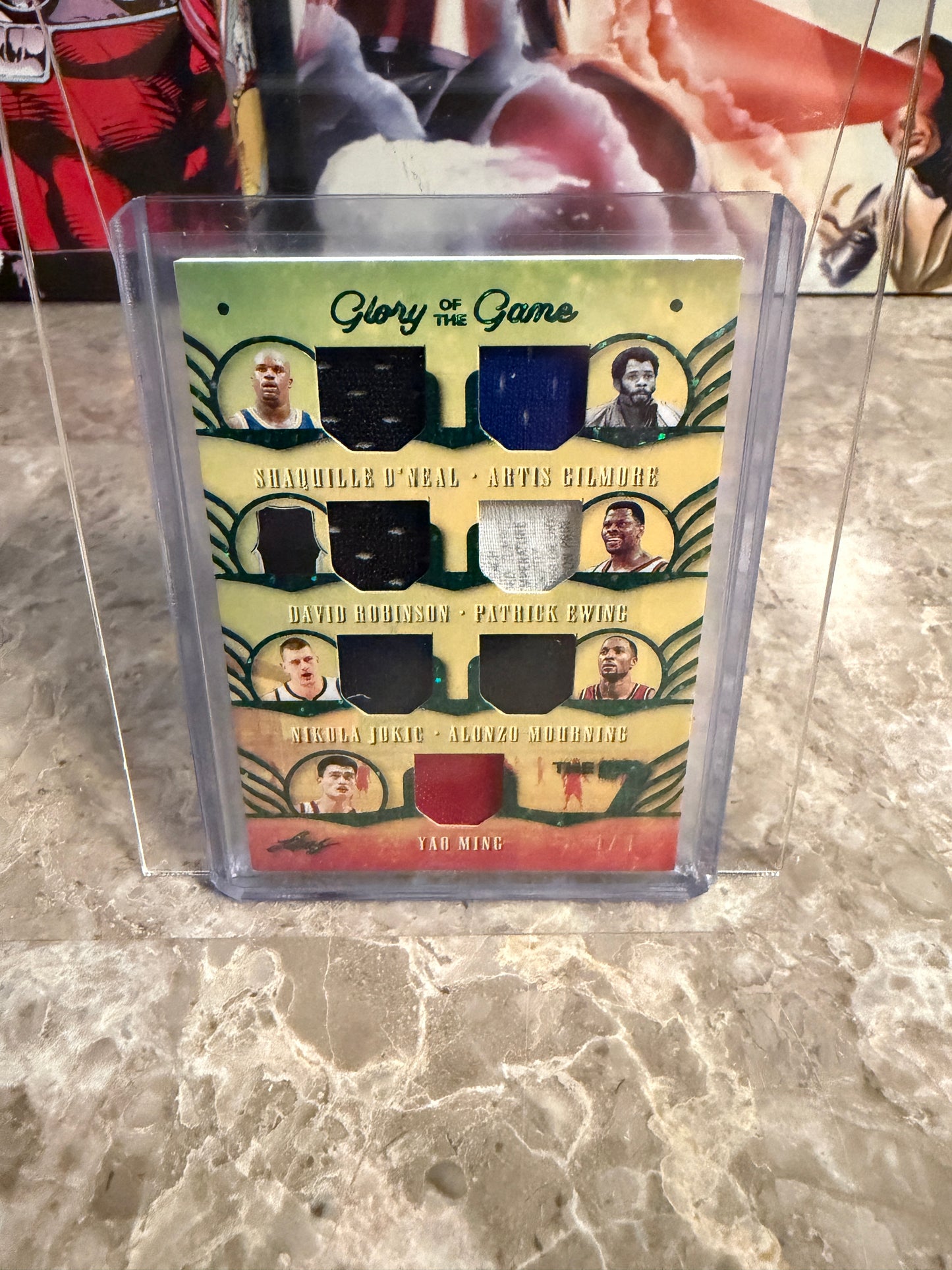 2026 Leaf Glory of the Game Basketball The 7 Holo Green 7-Patch 1/1 Jokic Shaq