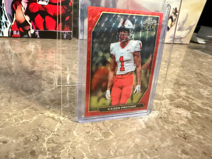Kaiden Prothro 2026 Leaf Metal Football Red Flood Super Prismatic 1/1