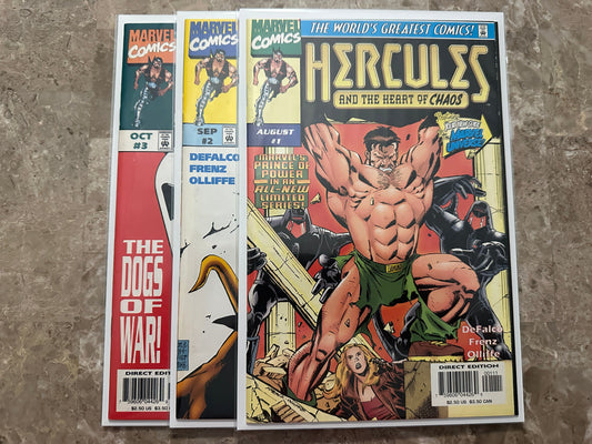 Hercules Heart and Chaos #1-3 High Grade Full Set (Marvel 1997)