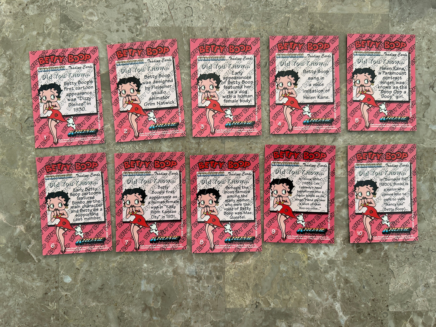 Betty Boop Pinups Complete Card Set + Nostalgia Chrome 1-5/Clear Chrome 1,4