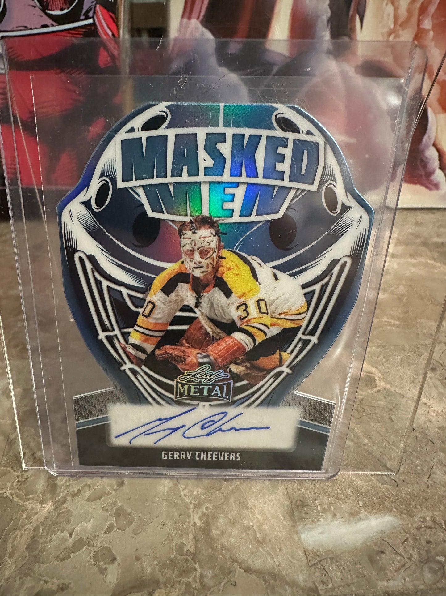 Gerry Cheevers 2026 Leaf Metal Hockey Masked Men Die-Cut AUTO 5/8 Bruins HOF