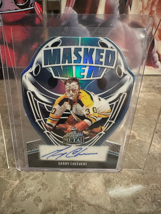 Gerry Cheevers 2026 Leaf Metal Hockey Masked Men Die-Cut AUTO 5/8 Bruins HOF