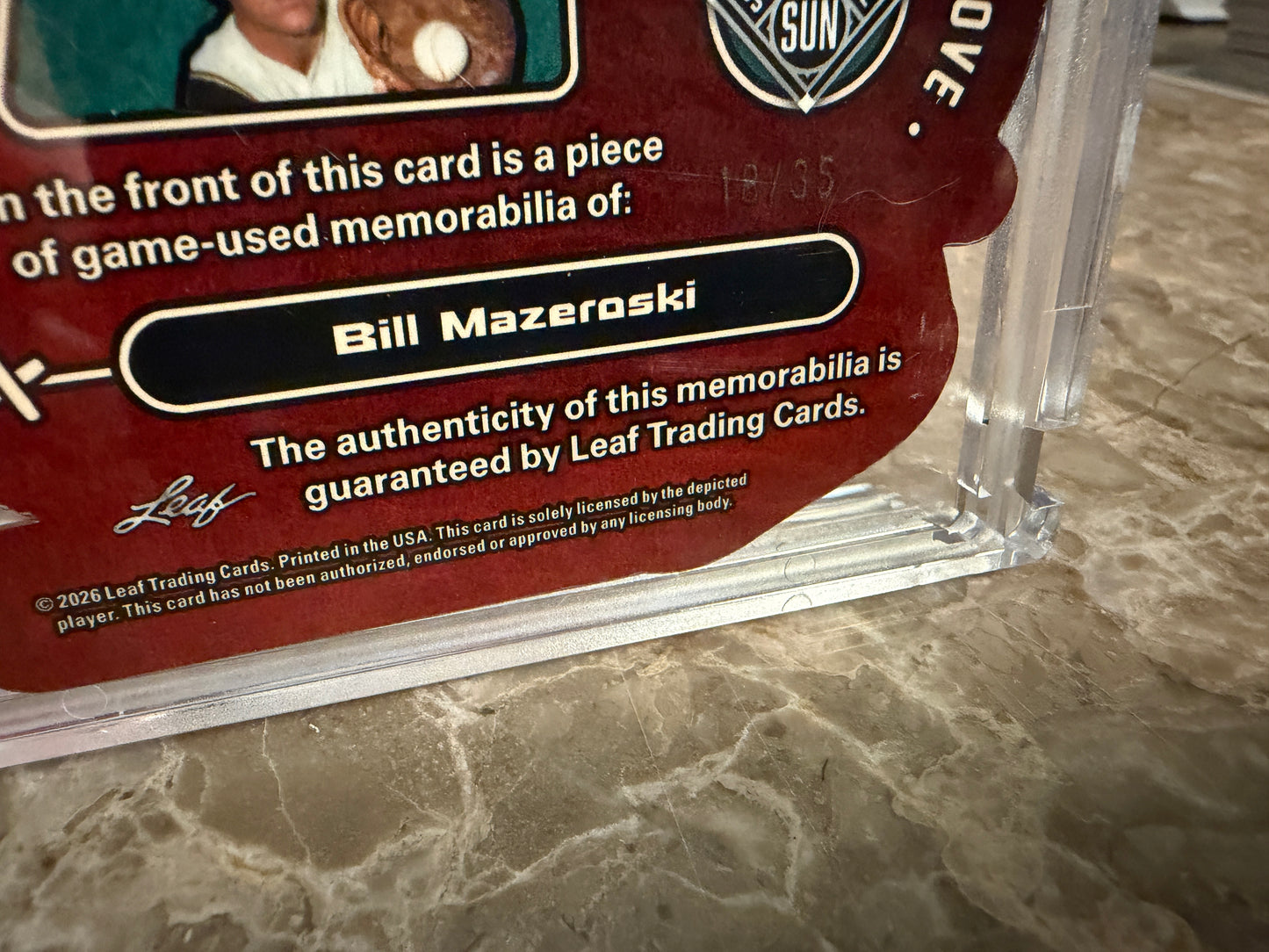 Bill Mazeroski 2026 Leaf Seasons In The Sun Summer of Glove Silver Game-Used /35