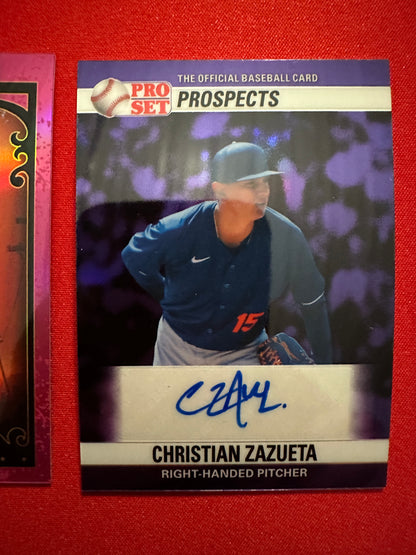 2026 Pro Set Christian Zazueta Black Lazer 1/1 & Purple Auto /8 Leaf Metal /6 Lot