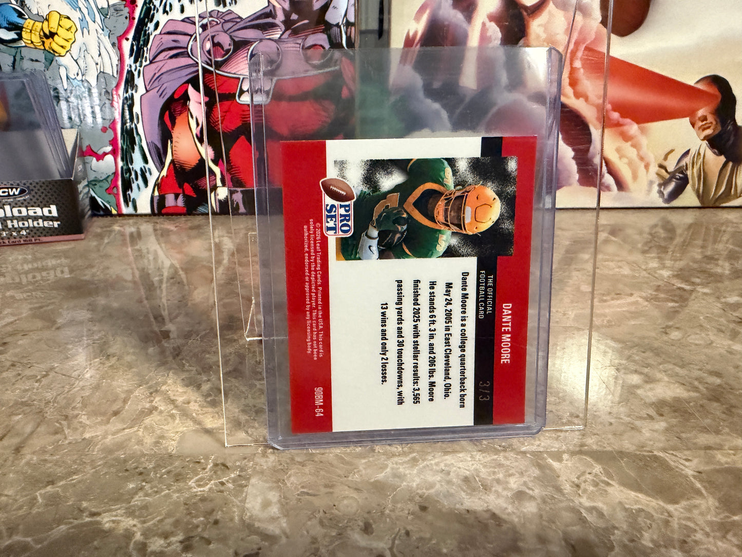 2026 Leaf Pro Set Metal Football Dante Moore 1990 Mini Blue 3/3 Bookend