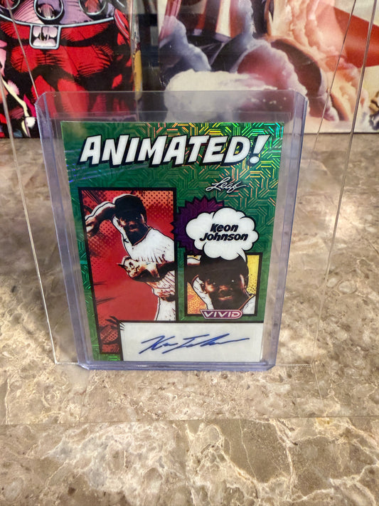 2026 Leaf Vivid Baseball Animated Green Techno-Foil Keon Johnson Autograph 2/8