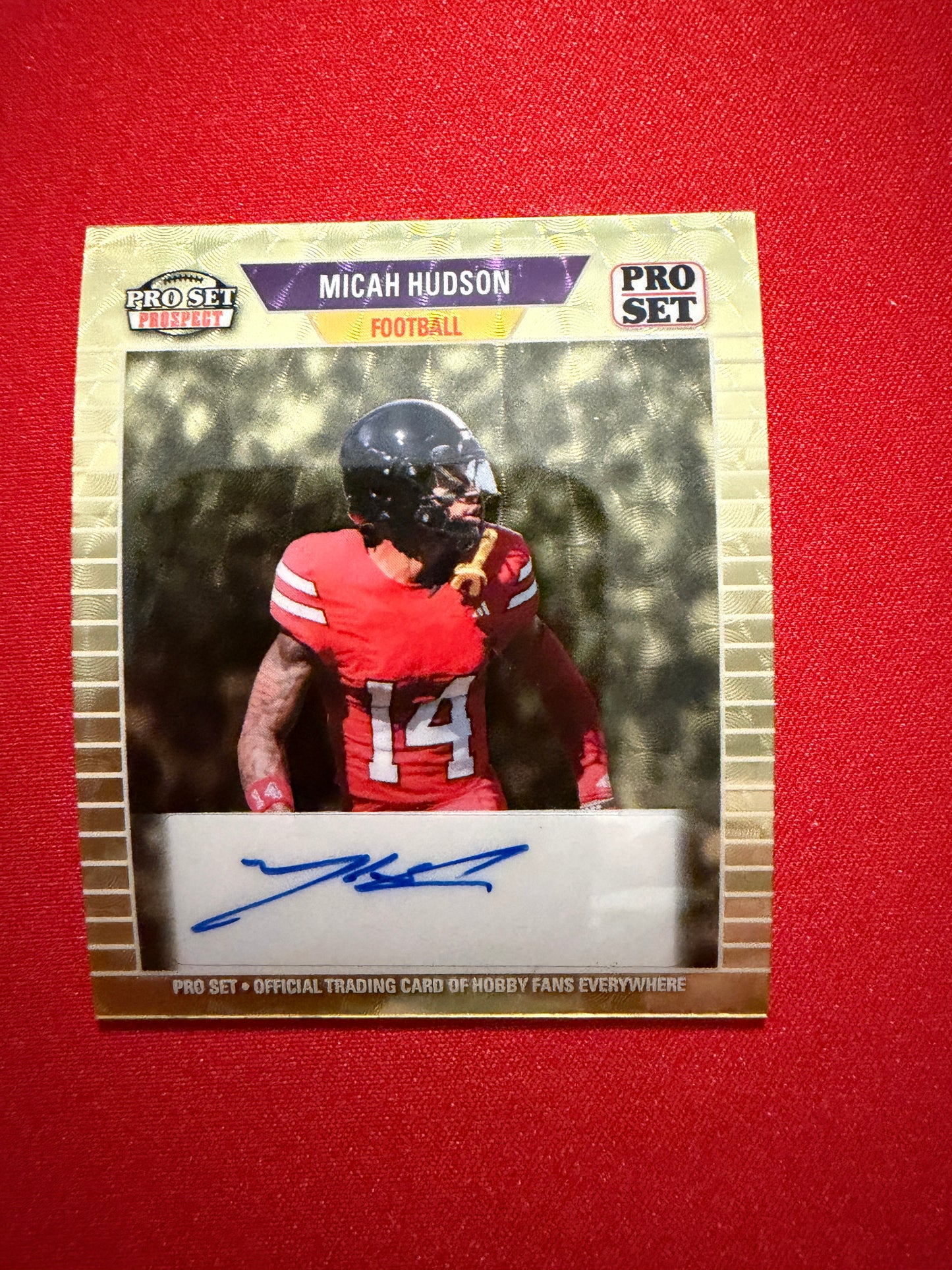 Micah Hudson 2026 Leaf Pro Set Football 1989 Auto Gold Super Prismatic 1/1 Lot
