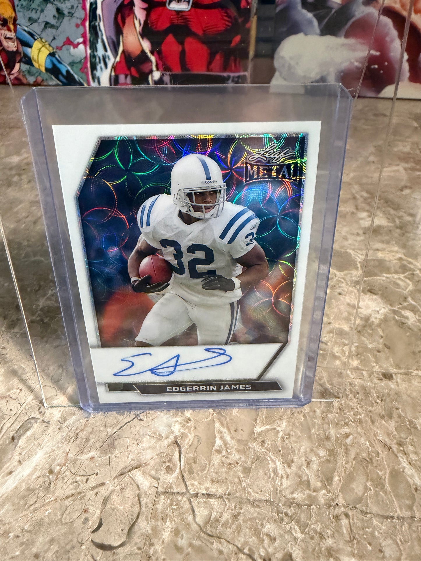 2026 Leaf Metal Football Edgerrin James On-Card Auto White Color Match Kaleidoscope