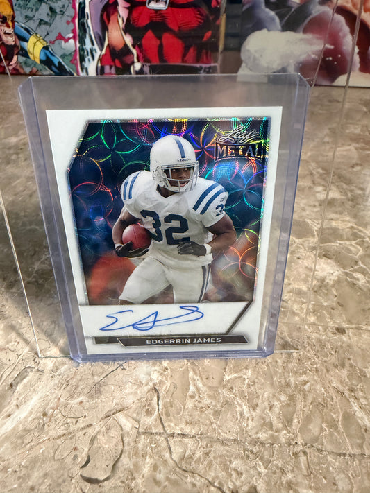 2026 Leaf Metal Football Edgerrin James On-Card Auto White Color Match Kaleidoscope