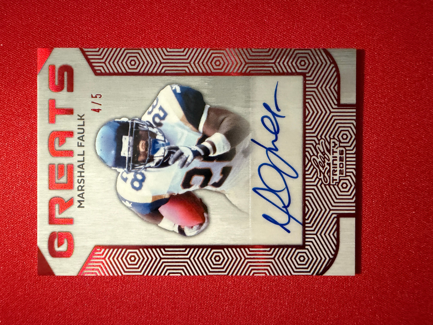 Marshall Faulk 2026 Leaf Trinity Football Greats Auto Red /5