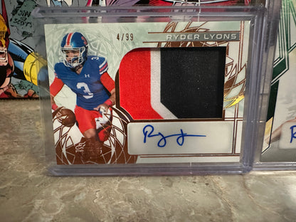 2025 Leaf Trinity Ryder Lyons Green Auto /25 & Patch Auto /99 4-Card Lot