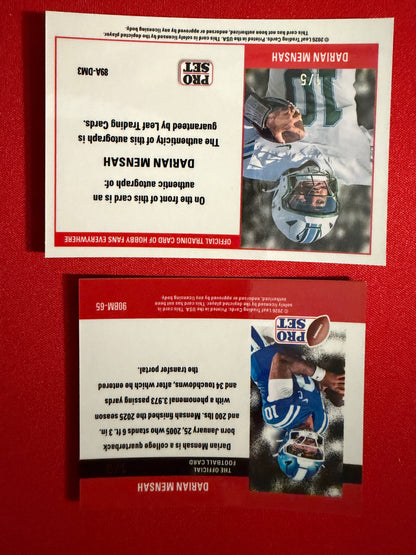 Darian Mensah 2026 Leaf Pro Set Metal Football 1989 Auto 1990 Mini Base Color Match