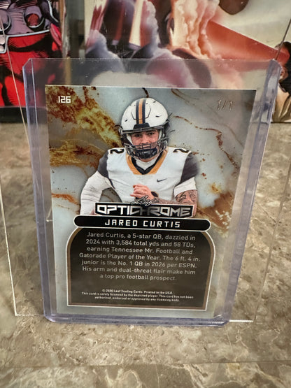 2026 Leaf Optichrome Jared Curtis ONE-OF-ONE Silver Prismatic 1/1 Vandy QB