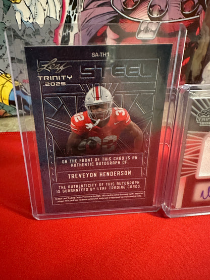 2025 Leaf Trinity Steel Auto 1/1 TreVeyon Henderson + Will Howard + Jamier Brown