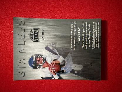 Ryan Leaf 2026 Leaf Metal Football Stainless Auto Gold Prismatic 1/1