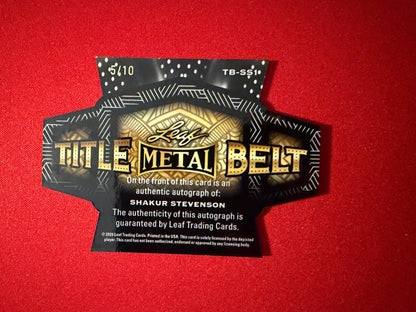 Shakur Stevenson 2026 Leaf Metal Ring Kings Title Belt Auto Silver /10