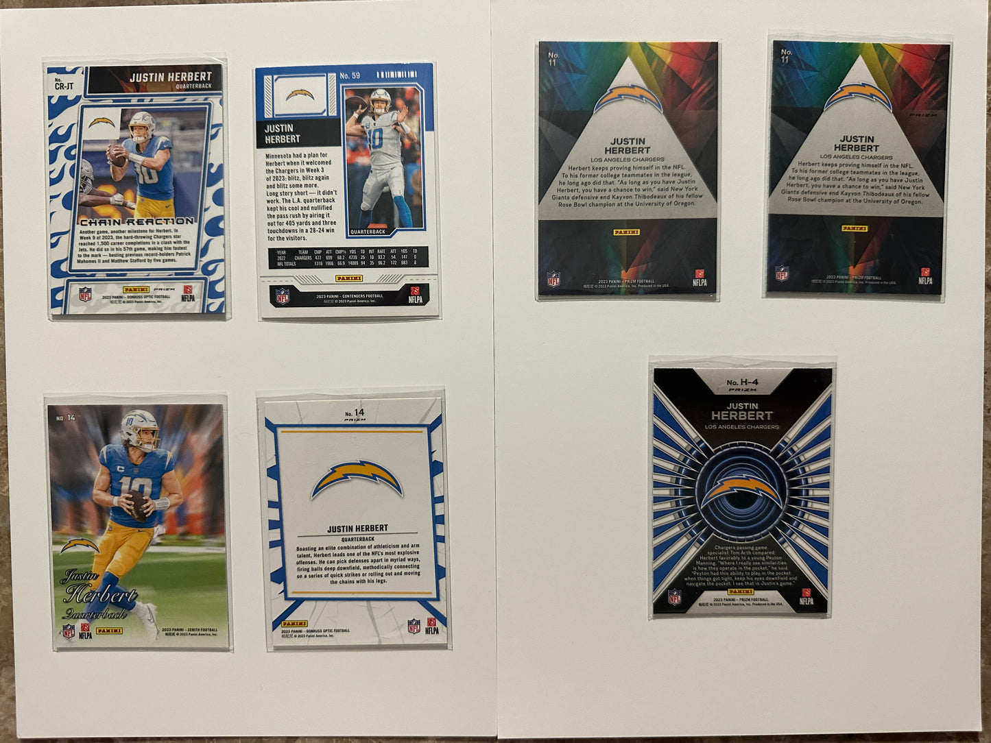 2023 Justin Herbert Card Lot - Prizmatic/Hype/Optic (2023 Panini)