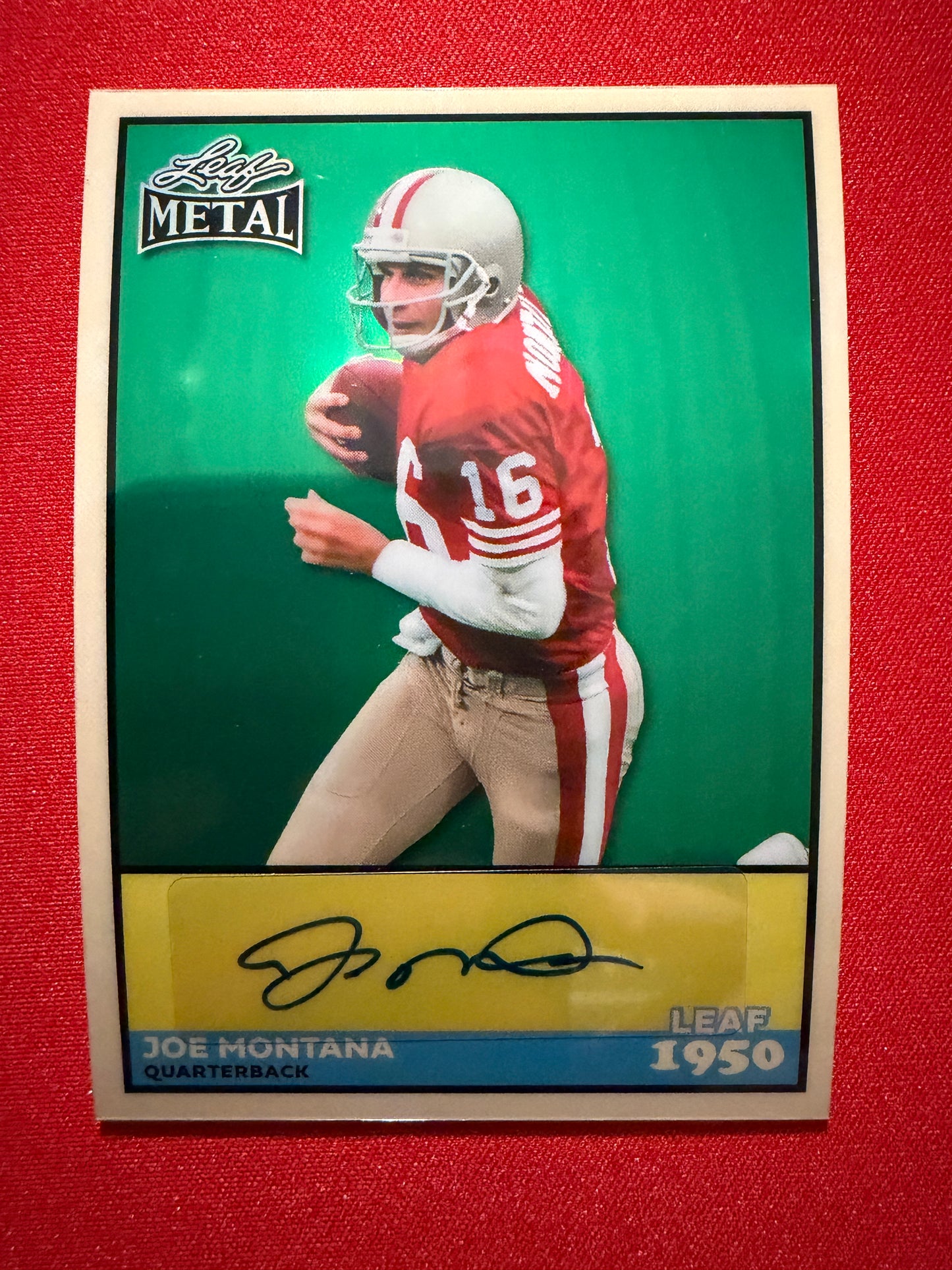 2026 Leaf Metal Football Joe Montana 1950 Green Prismatic 3/3