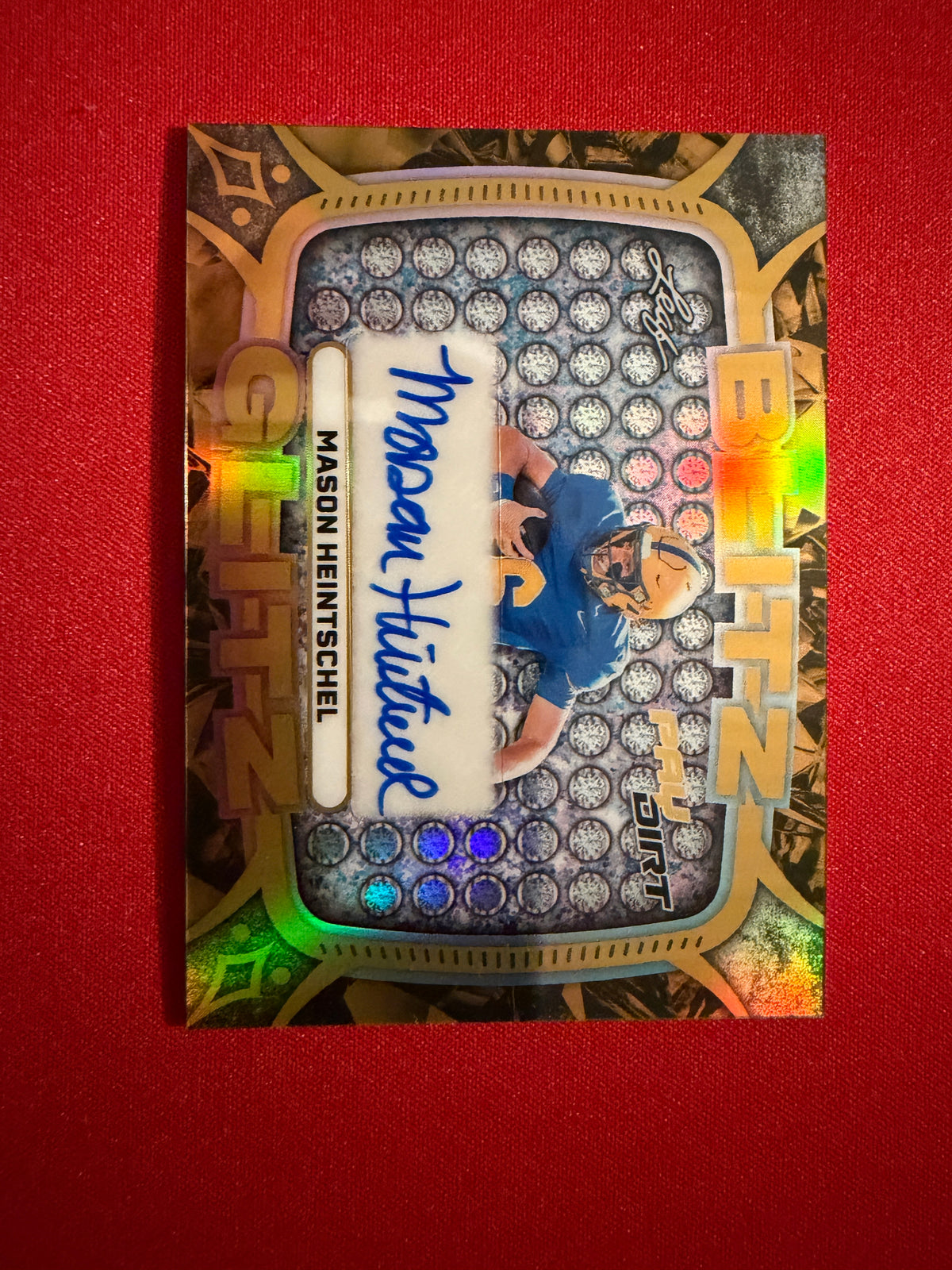 Mason Heintschel Leaf Paydirt Football Blitz Glitz Metal Auto SSP /15