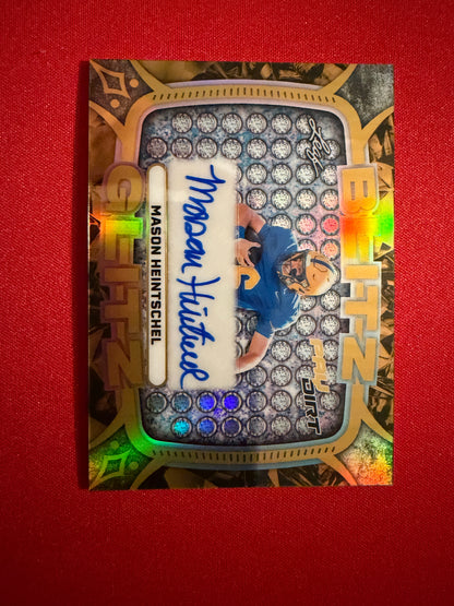 Mason Heintschel Leaf Paydirt Football Blitz Glitz Metal Auto SSP /15