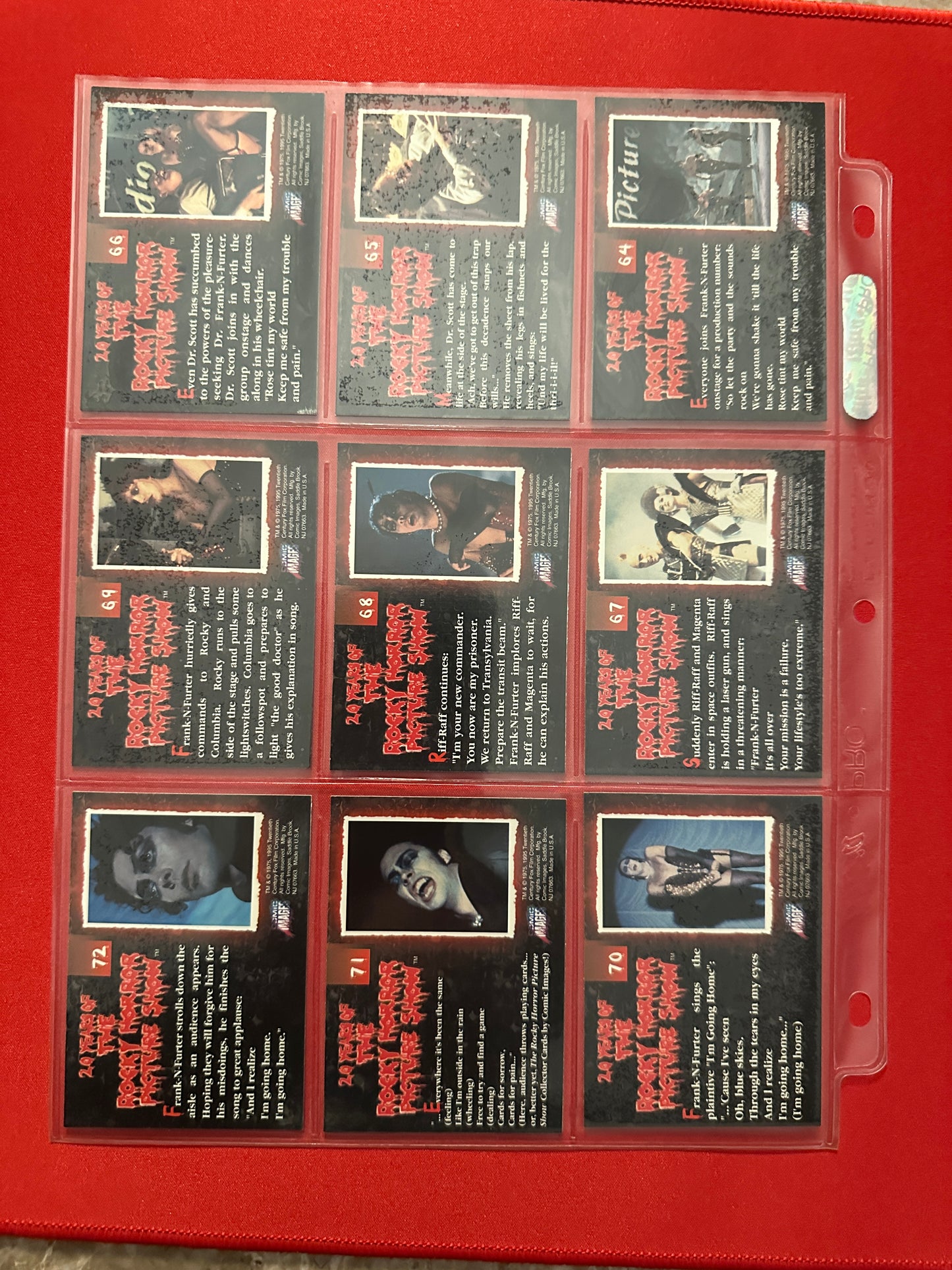 1995 Rocky Horror Picture Show Trading Card Set (90 cards)