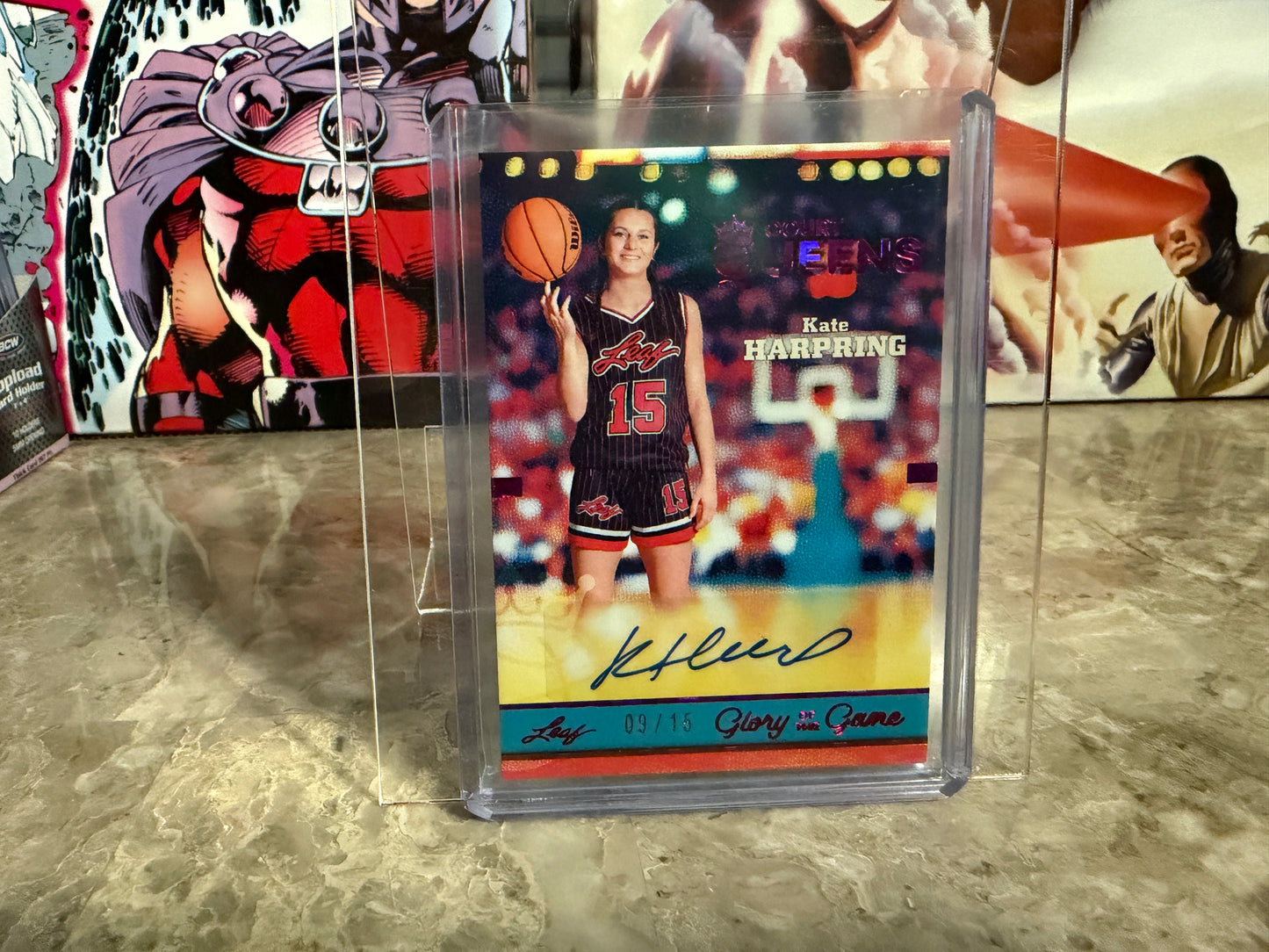 Kate Harpring 2025 Leaf Glory of the Game Basketball Court Queens Auto Pink /15