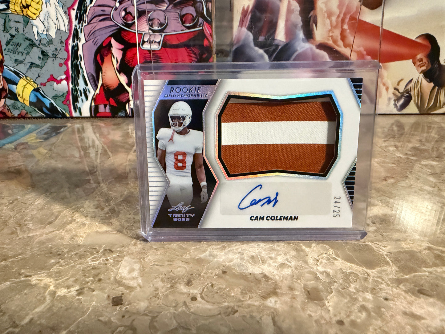 Cam Coleman 2026 Leaf Trinity Rookie Auto Memorabilia Multicolor Patch /25