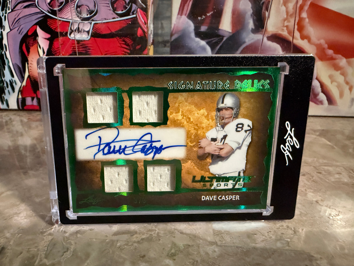 Dave Casper 2026 Leaf Ultimate Sports Signature Relic Quad Game-Used 3/3 Bookend