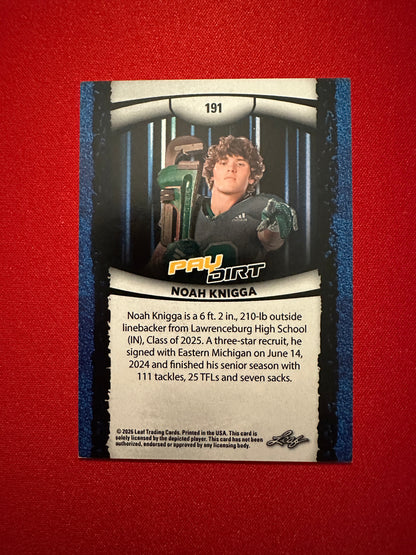 Noah Knigga 2026 Leaf Paydirt Football Base Orange Parallel /99