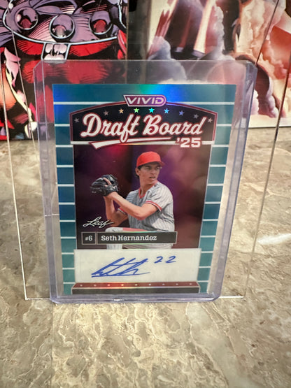 Seth Hernandez 2026 Leaf Vivid Draft Board Teal Auto /25 Pirates Phenom