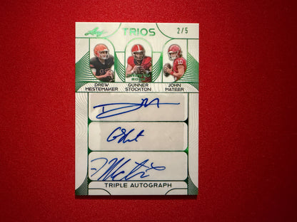 Mestemaker Stockton Mateer 2026 Leaf Trinity Football Trios Triple Auto /5