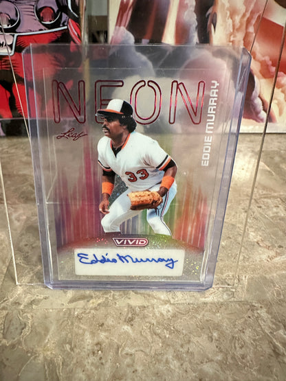 Eddie Murray 2026 Leaf Vivid Neon Red Acetate AUTO 1/1 Hall of Fame Case Hit