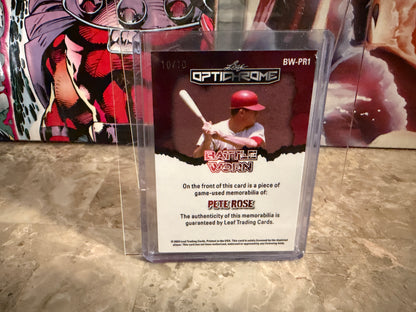 2025 Leaf Optichrome Pete Rose Game-Used Multicolor Relic Battle Worn 10/10
