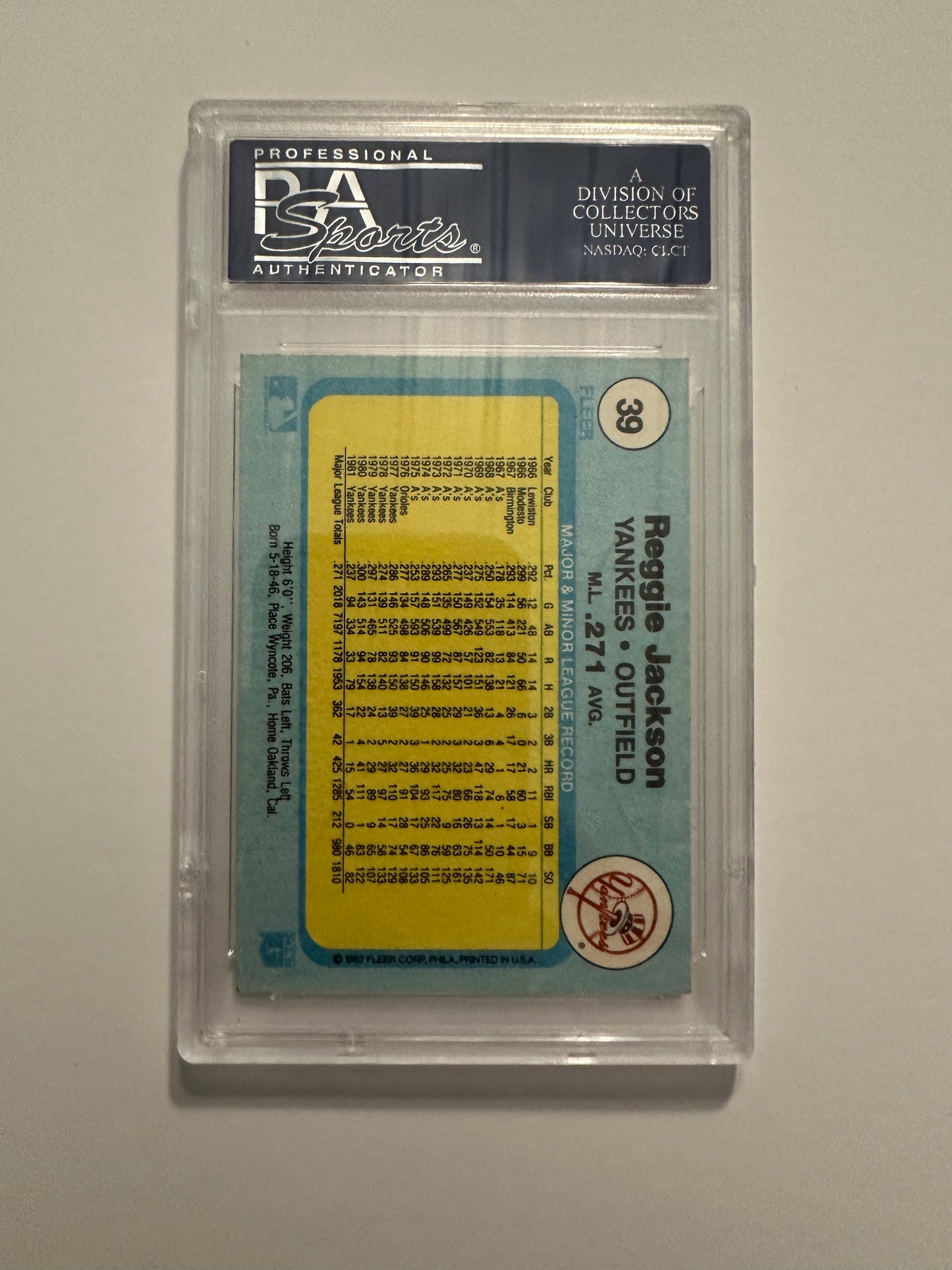 Reggie Jackson #39 PSA Graded NM-MT 8 (ST) (1982 Fleer)