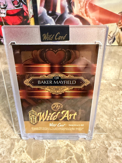 Baker Mayfield 2026 Wild Card Wild Art True 1/1 Gold Vinyl Artist Proof