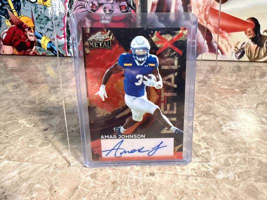 2026 Leaf Metal Amar Johnson Auto Metal X Red Flood Super Prismatic 1/1