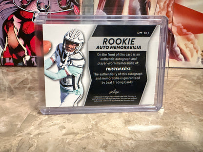 Tristen Keys 2026 Leaf Trinity Football Rookie Auto Mem Multicolor Patch /75