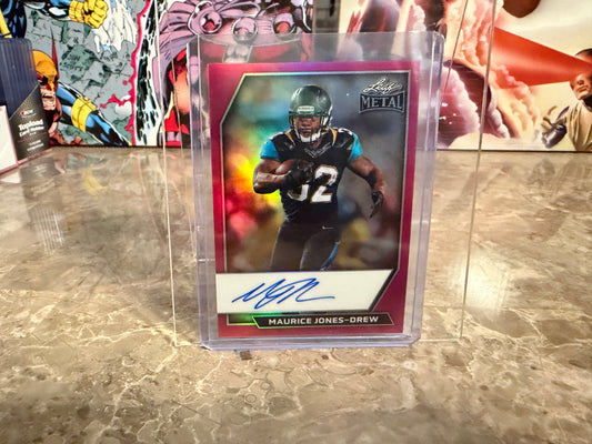 Maurice Jones-Drew 2026 Leaf Metal Football On-Card Auto Pink Prismatic /5