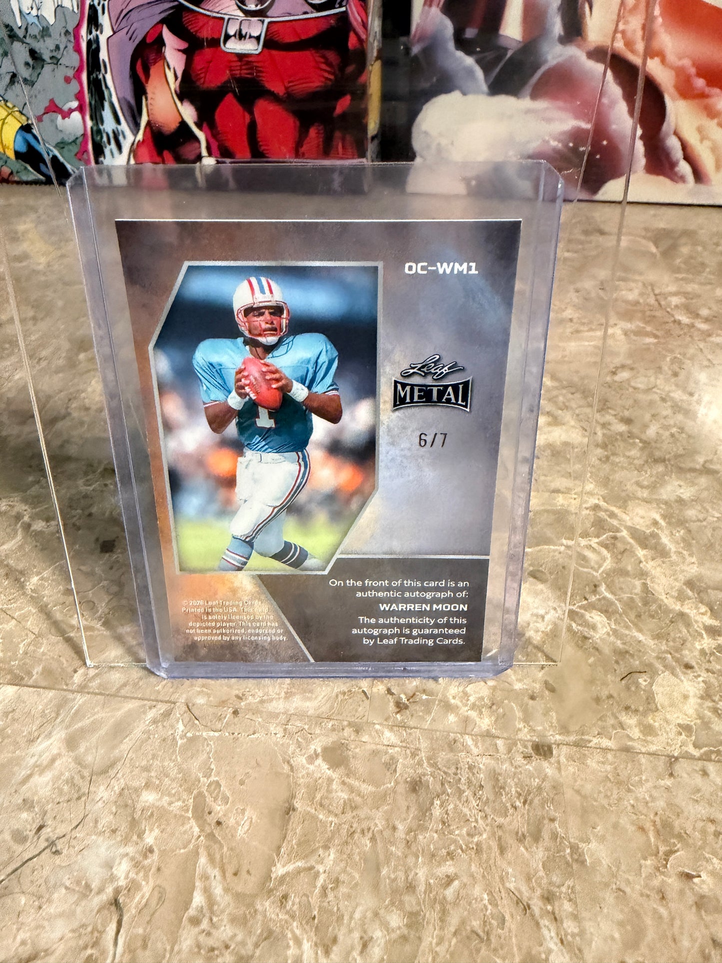 2026 Leaf Metal Football Warren Moon On-Card Auto Crystal Color Match /7