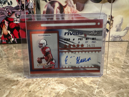 Elijah Haven 2026 Leaf Paydirt Football "Rivals" Orange Autograph /75